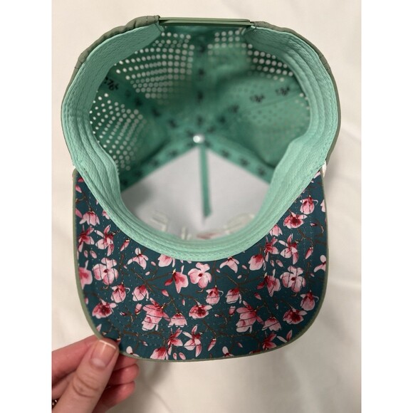 1764 Vented Pink and Green Embroidered Golf Hat Adjustable - Picture 3 of 8